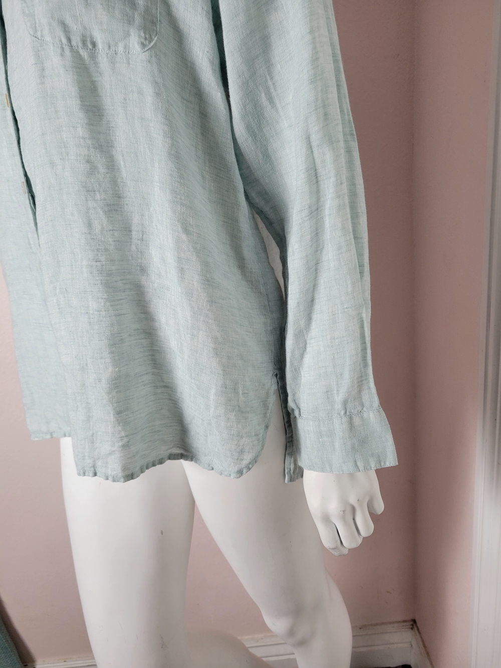 J. Jill Love Linen Light Blue Button Down Shirt Size M 100% Linen - Picture 3 of 11